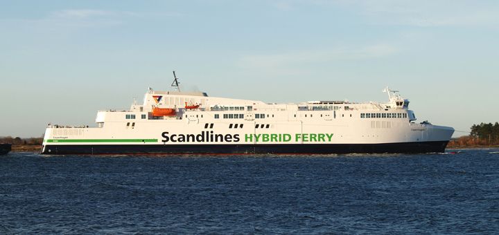 Die neue Scandlines Hybridfähre Copenhagen auf Probefahrt.
